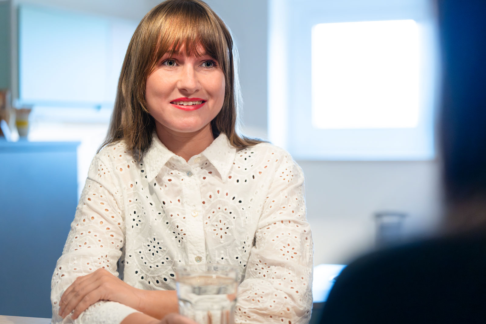 Unsere Kollegin Sandra im Gespräch